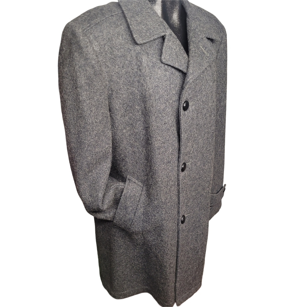 Croydon Men's Vintage Dark Grey Wool Blend Mid-length Overcoat 42R - Picture 4 of 11
